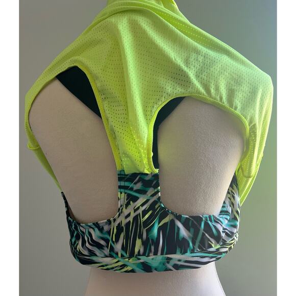 ZeroXposur Mesh Racerback Tankini Builtin Bra Black/Yellow/Teal UPF 30+Sun 0X - Picture 8 of 11